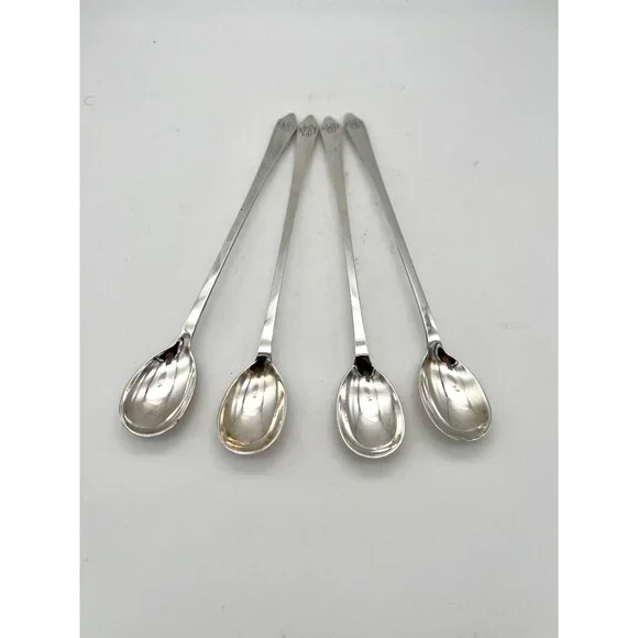 Tiffany & Co Clinton Pattern Sterling Silver Iced Tea Spoons Set Of 4 - Picture 10 of 10